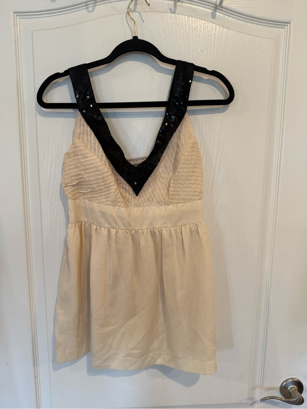dELiA*s vintage y2k cream empire babydoll top black sequined V-neckline medium